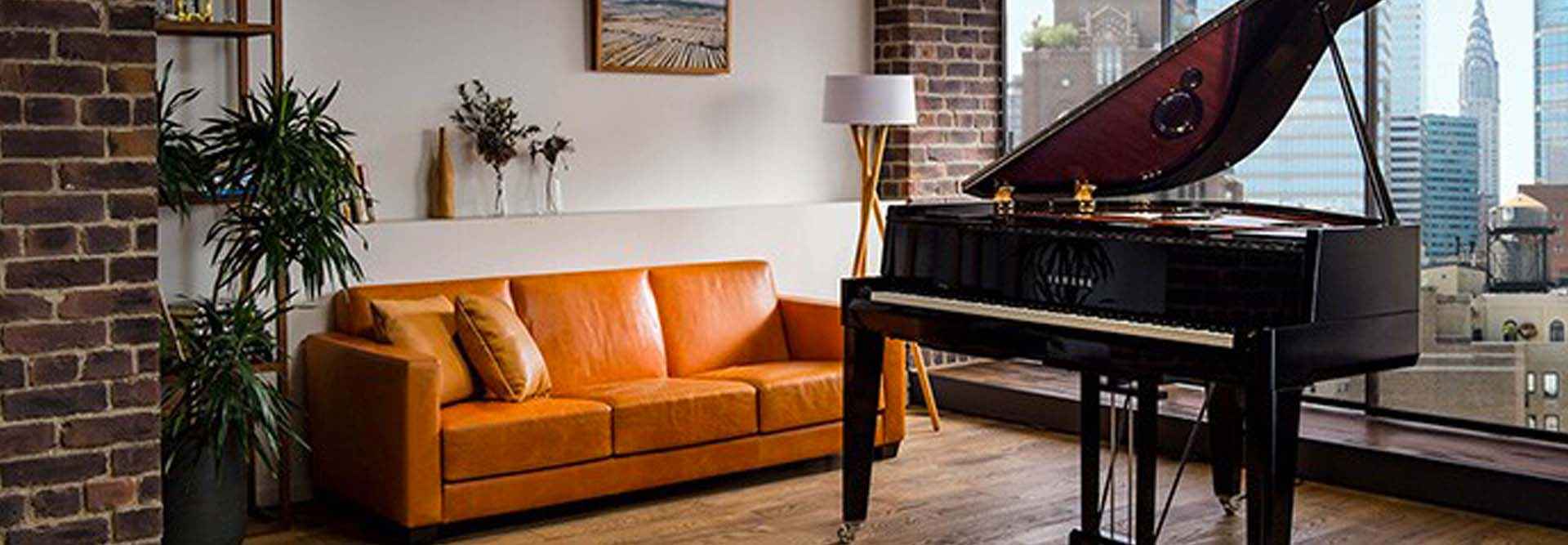 Luxury grand piano enhancing a stylish urban living room in Calgary, AB